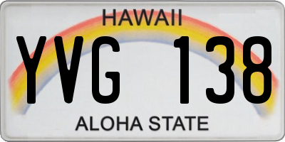 HI license plate YVG138
