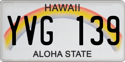HI license plate YVG139
