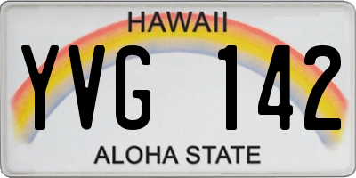 HI license plate YVG142