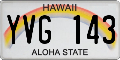 HI license plate YVG143