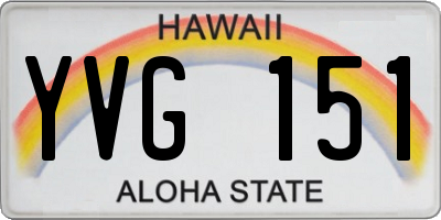 HI license plate YVG151