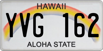 HI license plate YVG162