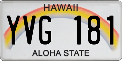 HI license plate YVG181