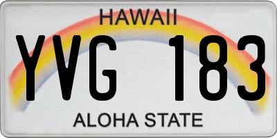 HI license plate YVG183