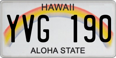 HI license plate YVG190
