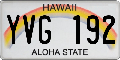 HI license plate YVG192