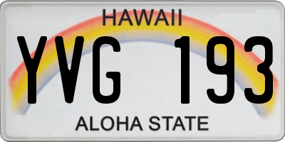 HI license plate YVG193