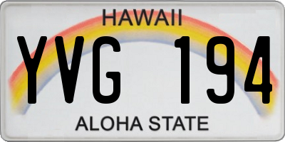 HI license plate YVG194