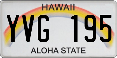HI license plate YVG195