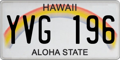 HI license plate YVG196