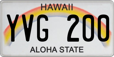 HI license plate YVG200