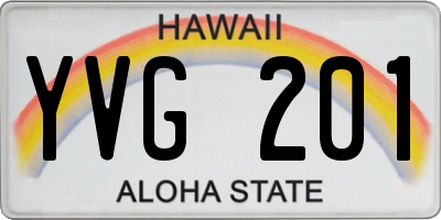 HI license plate YVG201