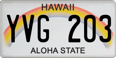 HI license plate YVG203
