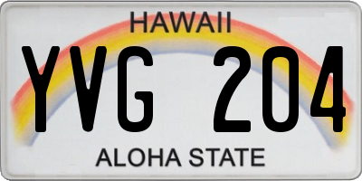 HI license plate YVG204