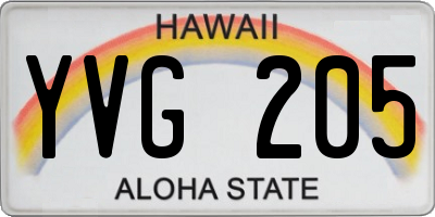 HI license plate YVG205