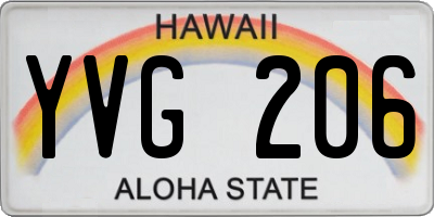 HI license plate YVG206