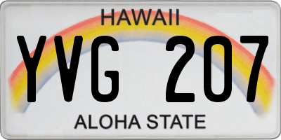 HI license plate YVG207