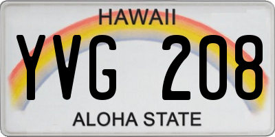 HI license plate YVG208