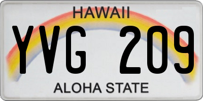 HI license plate YVG209