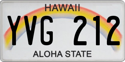 HI license plate YVG212