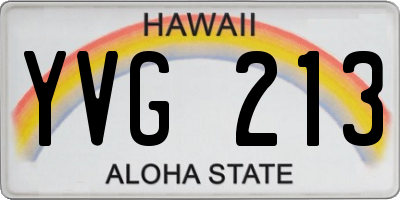 HI license plate YVG213