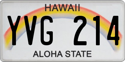 HI license plate YVG214