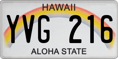 HI license plate YVG216