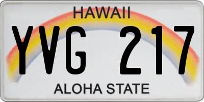 HI license plate YVG217