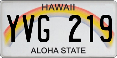 HI license plate YVG219