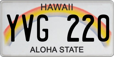 HI license plate YVG220