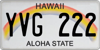 HI license plate YVG222