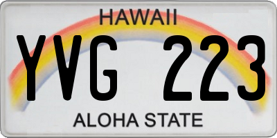 HI license plate YVG223