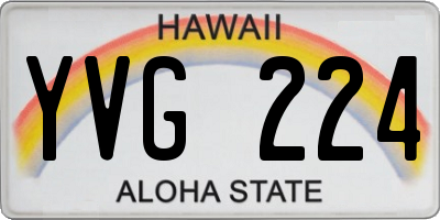 HI license plate YVG224