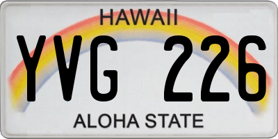 HI license plate YVG226