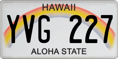 HI license plate YVG227