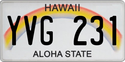 HI license plate YVG231