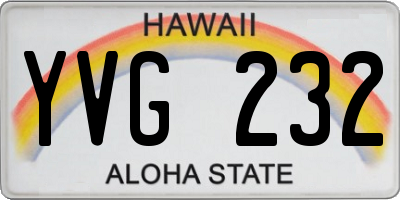HI license plate YVG232