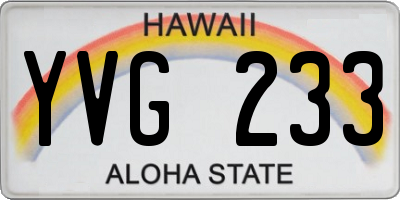 HI license plate YVG233