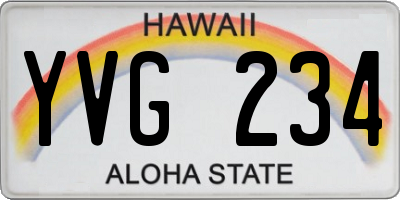 HI license plate YVG234