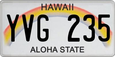 HI license plate YVG235