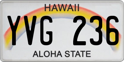 HI license plate YVG236