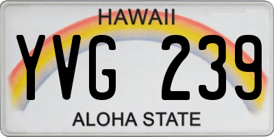HI license plate YVG239