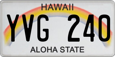 HI license plate YVG240