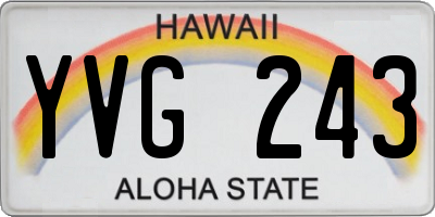 HI license plate YVG243