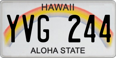 HI license plate YVG244