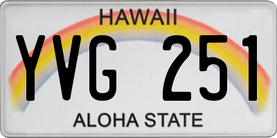 HI license plate YVG251