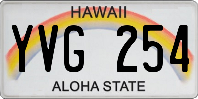 HI license plate YVG254
