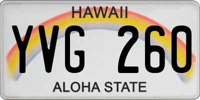 HI license plate YVG260
