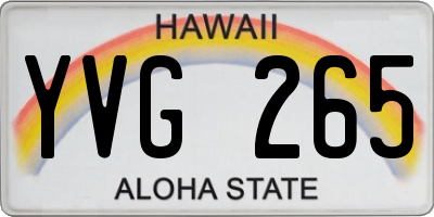 HI license plate YVG265