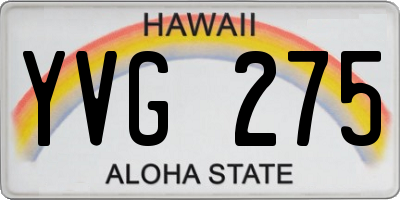 HI license plate YVG275
